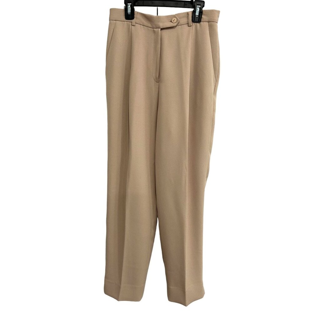 Focus 2000 Beige Moss Crepe Trousers By Charles Hueck Sz 8P